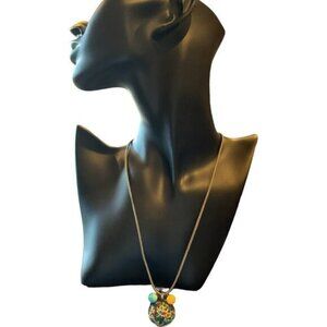 Colorful Beaded Pendant Necklace With Lobster Claw Clasp